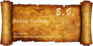 Balog Izolda névjegykártya